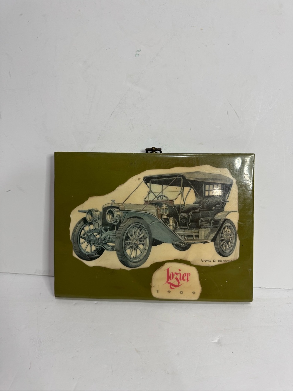 Vintage 1909 Lozier Classic Antique Automobile Wall Plaque Plaquette Decor